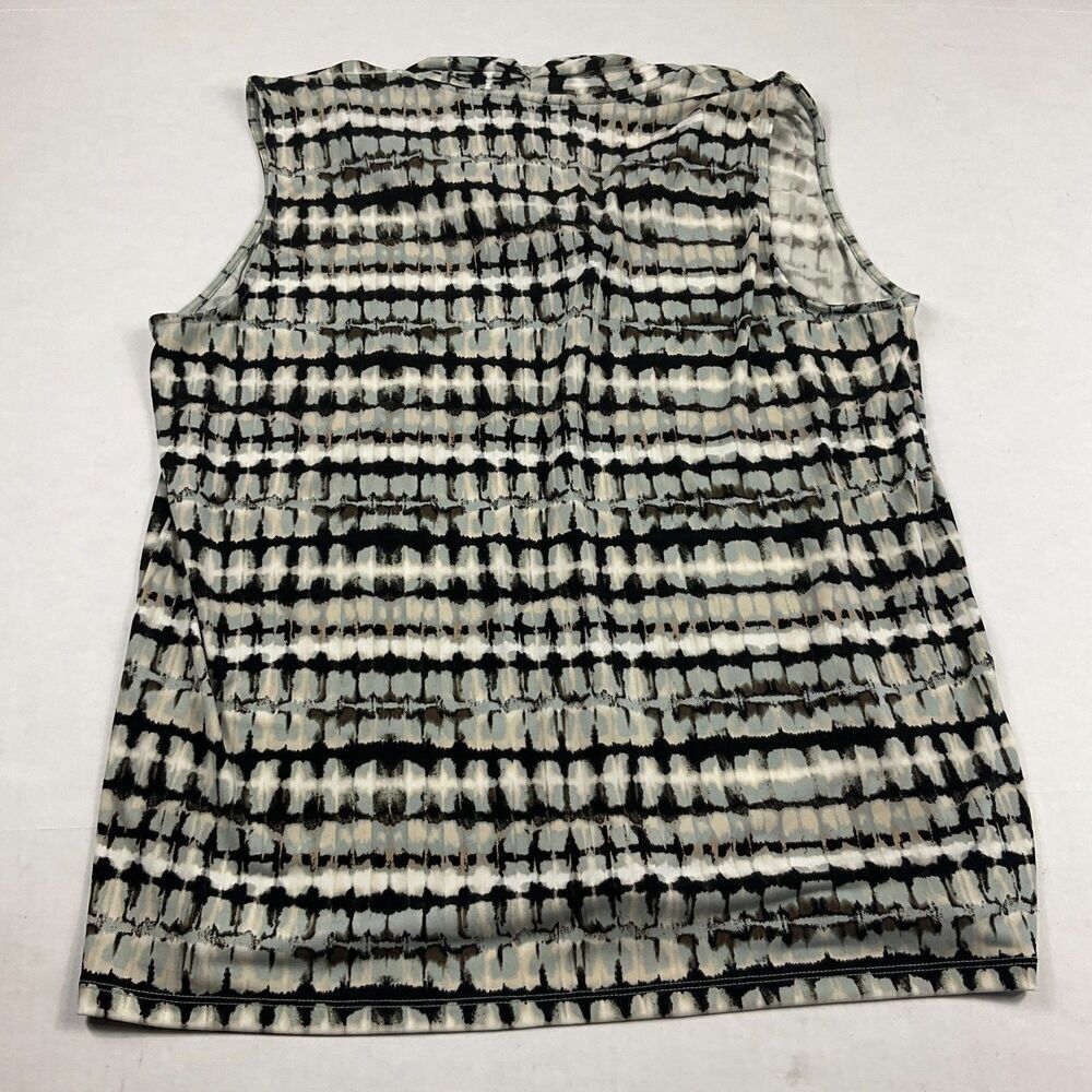 Anne Klein Triple Pleat Top Plus Size 1X Sleeveless Blouse Ikat Work Casual Knit - Picture 10 of 11